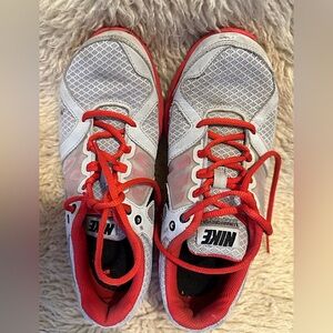 Nike Kids White and Red Lace-Up Sneakers